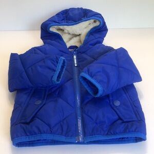Cat & Jack Cobalt Blue Faux Fur Lined Hioded Waterproof Coat size 12M